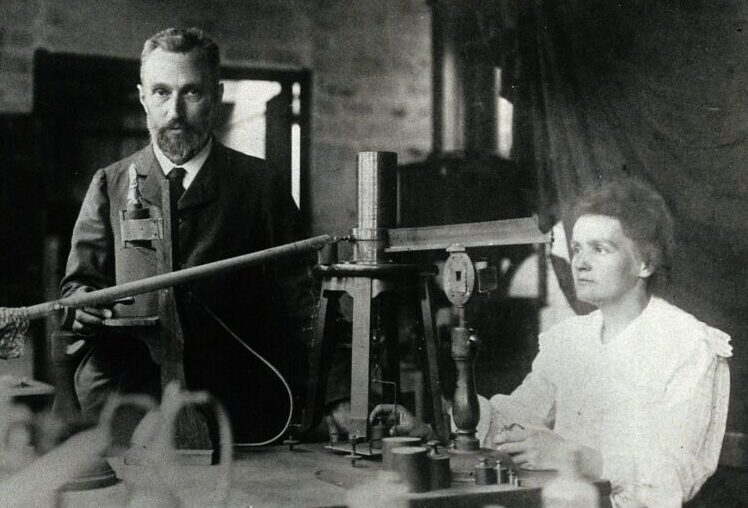 Pierre and Marie Curie in the laboratory, c. 1904